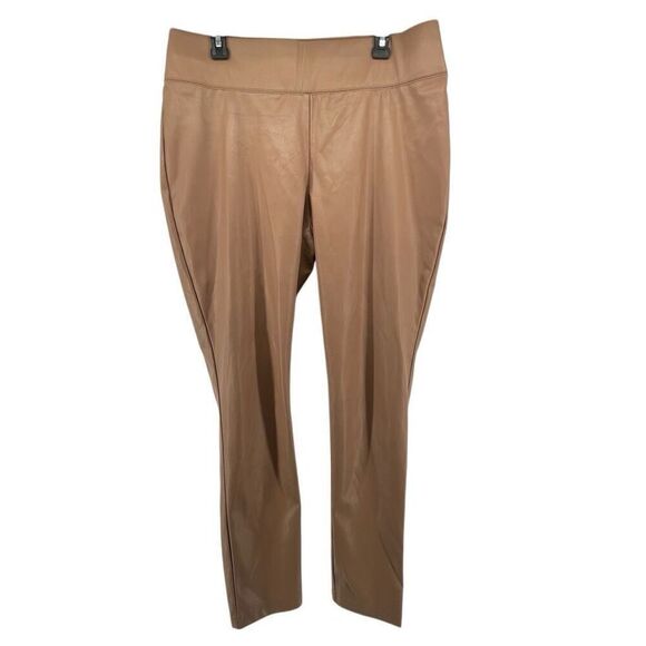 INC International Concepts Women’s Brown High-Rise Faux Leather Leggings Size 16 - Picture 1 of 15